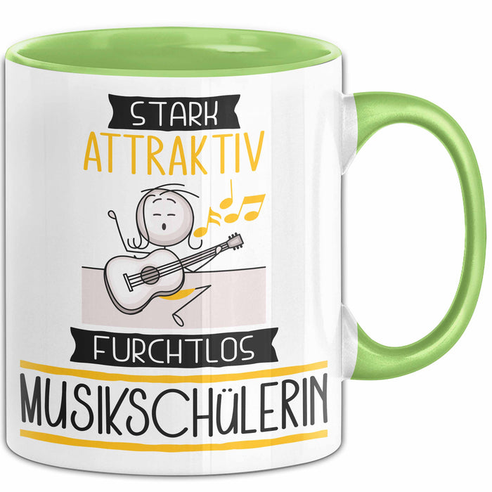 Musikschülerin Tasse Geschenk Becher Stark Attraktiv Furchtlos Musikschülerin Lustige Geschenkidee Grün Trendation