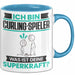 Curling-Spieler Tasse Geschenk für Curling-Spieler Geburtstag Lustiger Spruch Kaffee-Becher Was Ist Deine Superkraft Blau Trendation