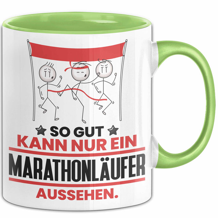 Marathonläufer Geschenk Tasse So Gut Kann Nur Ein Marathonläufer Aussehen Geschenkidee Kaffee-Becher Grün Trendation