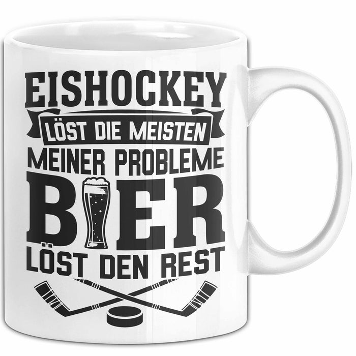Eishockey Tasse Löst Die Meisten Meiner Probleme Bier Löst Den Rest Becher Geschenkidee Weiß Trendation