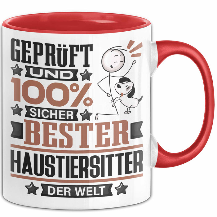 Haustiersitter Geschenk Lustiger Spruch für Haustiersitter Geschenkidee Bester Haustiersitter Der Welt Rot Trendation