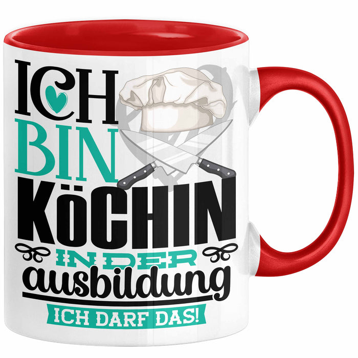Köchin Ausbildung Start Geschenk Tasse Ich Bin Köchin In Der Ausbildung Ich Darf Das Kaffee-Becher Geschenkidee Rot Trendation