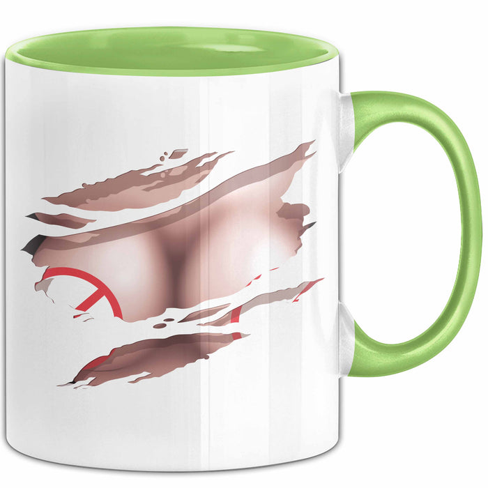 FSK18+ Tasse Geschenk Brüste Grafik Lustiger Spruch Humor Geschenkidee Grün Trendation
