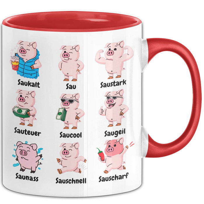 Schweinebauer Schweine Tier Tasse Geschenk Lustige Geschenkidee Spruch Arten Von Schweinen Rot Trendation