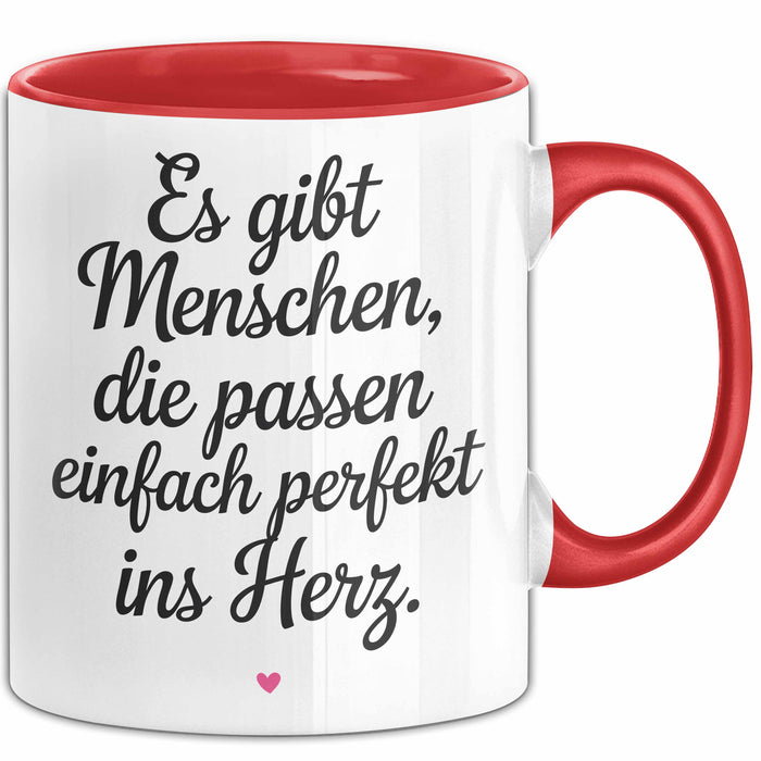 Romantisches Paar Jahrestagsfeier Tasse Geschenk Lustige Geschenkidee Spruch Es Gibt Menschen Die Passen Einfach Perfekt Ins Herz Rot Trendation