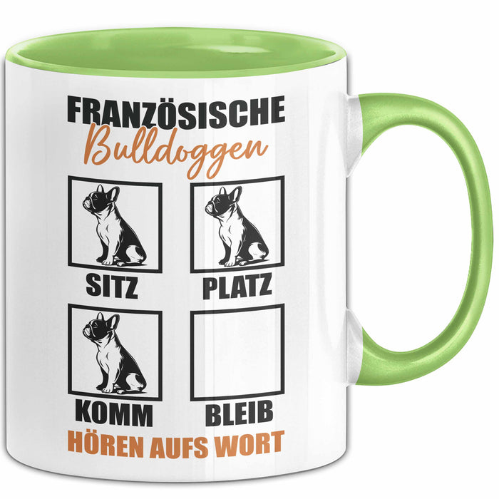 Bulldoggen Hören Aufs Wort Tasse Geschenk Bulldoggen Besitzer Mama Becher Grün Trendation