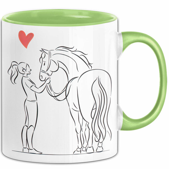 Pferde Tierliebhaber Mädchen Tasse Geschenk Lustige Geschenkidee Spruch Grün Trendation
