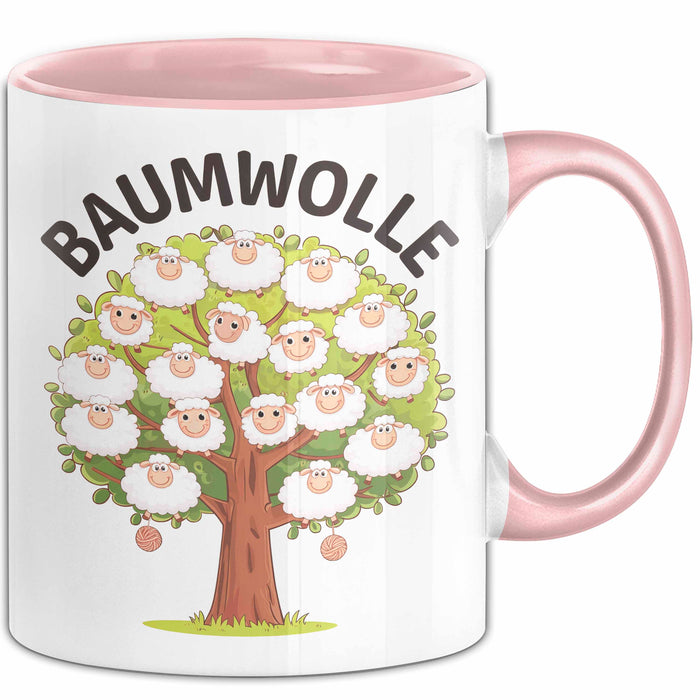 Schaf Tier Tasse Geschenk Baumwolle Geschenkidee Bauernhof Geschenkidee Lustig Rosa Trendation