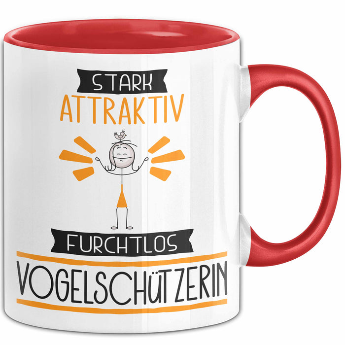Vogelschützerin Tasse Geschenk Becher Stark Attraktiv Furchtlos Vogelschützerin Lustige Geschenkidee Rot Trendation