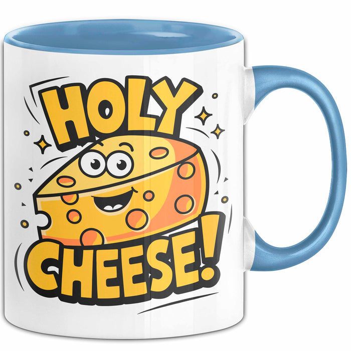 Käseliebhaber Tasse Geschenkidee Holy Cheese für Käse Esser Blau Trendation