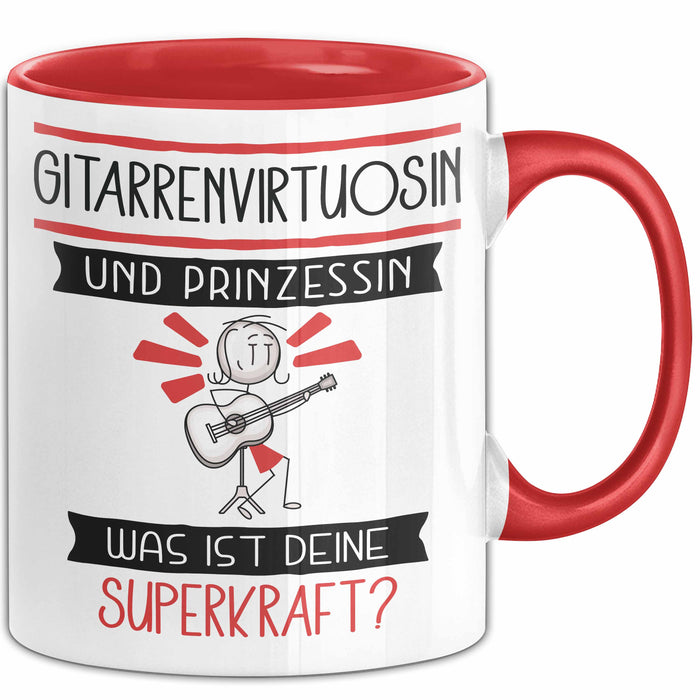 Gitarrenvirtuosin Und Prinzessin Tasse Geschenk Für Eine Gitarrenvirtuosin Geburtstag Was Ist Deine Superkraft Rot Trendation