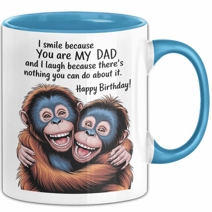 Papa Vater Geburtstagsfeier Tasse Geschenk Lustige Geschenkidee Spruch Ich Lächle Weil Du Mein Papa Bist Blau Trendation