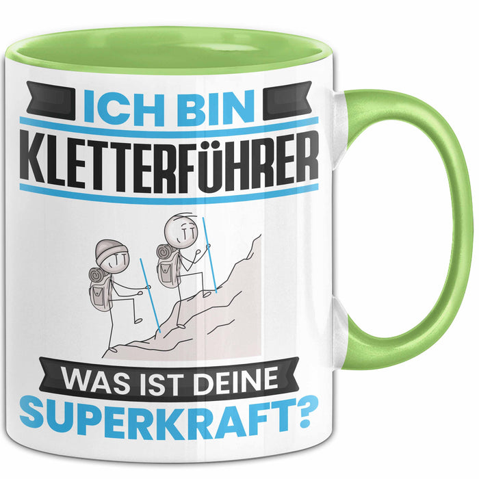 Kletterführer Tasse Geschenk für Kletterführer Geburtstag Lustiger Spruch Kaffee-Becher Was Ist Deine Superkraft Grün Trendation