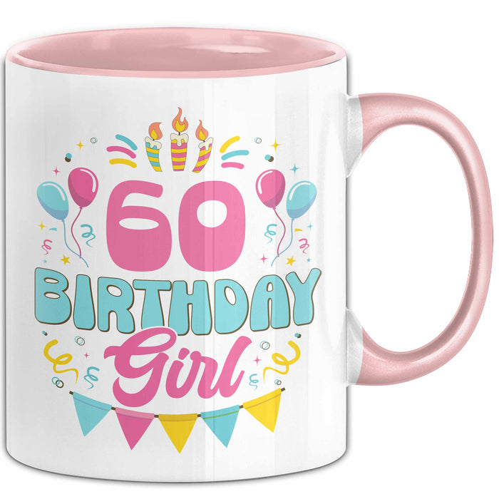 60. Geburtstag Tasse Frauen Mädchen Geschenkidee Lustig 60 Birthday Girl Lustiger Spruch Mutter Mama Oma Rosa Trendation