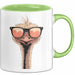 Strauß Vogel Sonnenbrille Tasse Geschenk Lustige Geschenkidee Spruch Grün Trendation