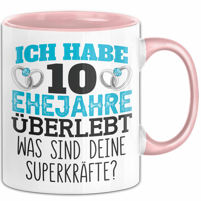 Rosenhochzeit Tasse Geschenk 10 Jahre Verheirtatet Geschenkidee Ehemann Ehefrau Becher Rosa Trendation