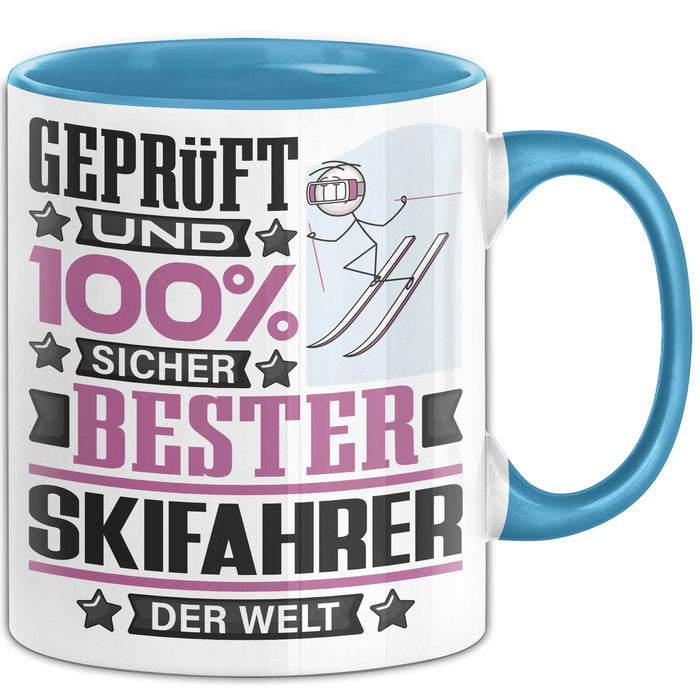 Skifahrer Geschenk Lustiger Spruch für Skifahrer Geschenkidee Bester Skifahrer Der Welt Blau Trendation