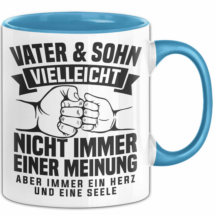 Vater & Sohn Tasse Geschenk Zum Vatertag Vielleicht Nicht Immer Einer Meinung Blau Trendation