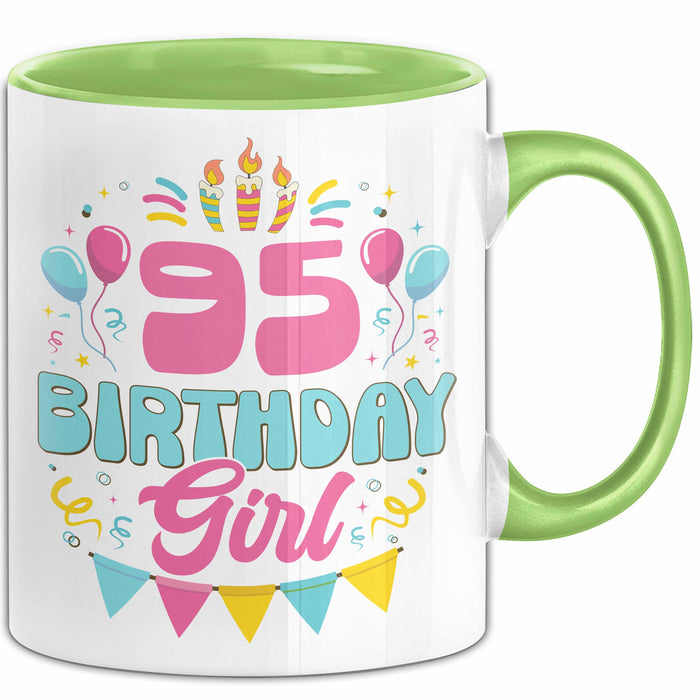 95. Geburtstag Tasse Frauen Mädchen Geschenkidee Lustig 95 Birthday Girl Lustiger Spruch Mutter Mama Oma Grün Trendation