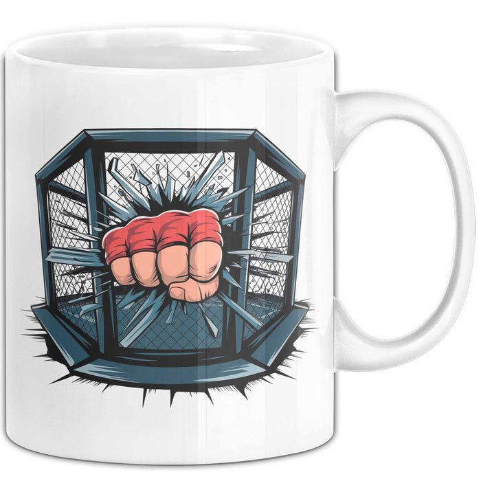 MMA Kämpfer Tasse Geschenkidee für Kampfsport Fans Weiß Trendation