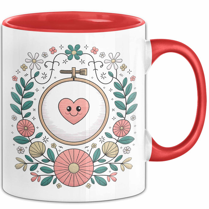 Stickerei Liebhaber Tasse Geschenk Lustige Geschenkidee Spruch Für Stich Künstler Rot Trendation
