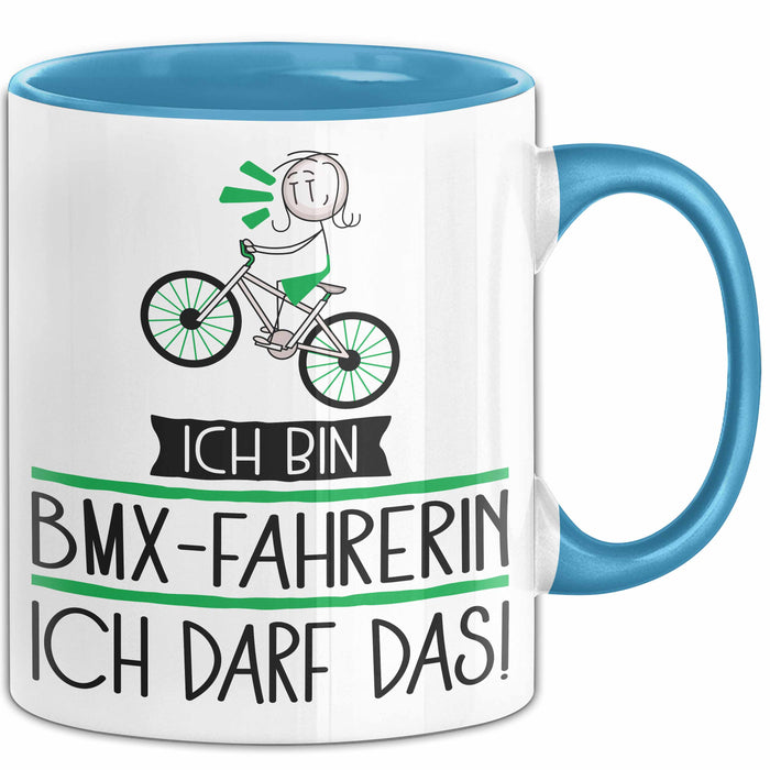 Geschenk für BMX-Fahrerin Tasse Lustige Geschenkidee Geburtstag Ich Bin BMX-Fahrerin Ich Darf Das Blau Trendation