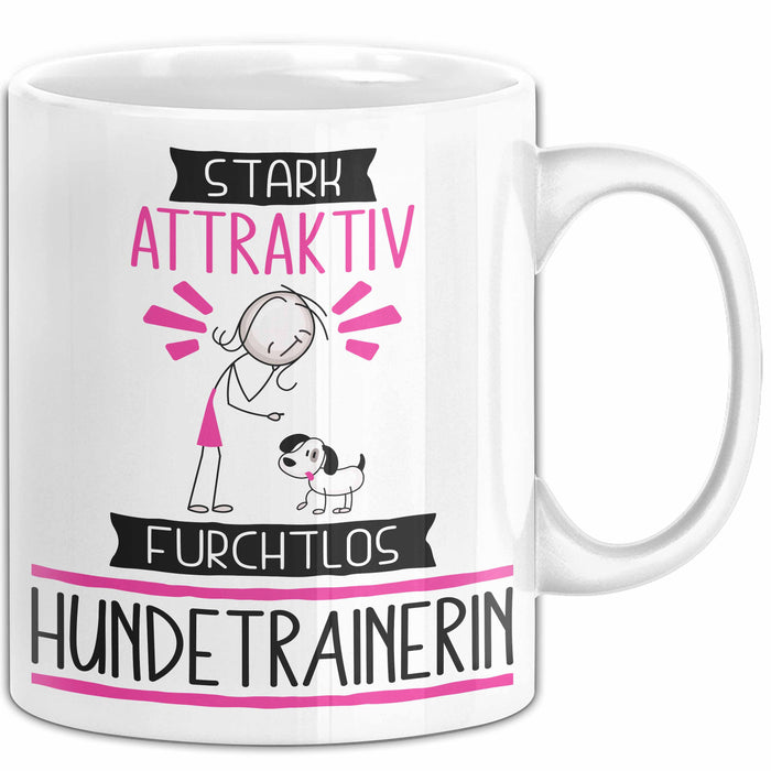 Hundetrainerin Tasse Geschenk Becher Stark Attraktiv Furchtlos Hundetrainerin Lustige Geschenkidee Weiß Trendation