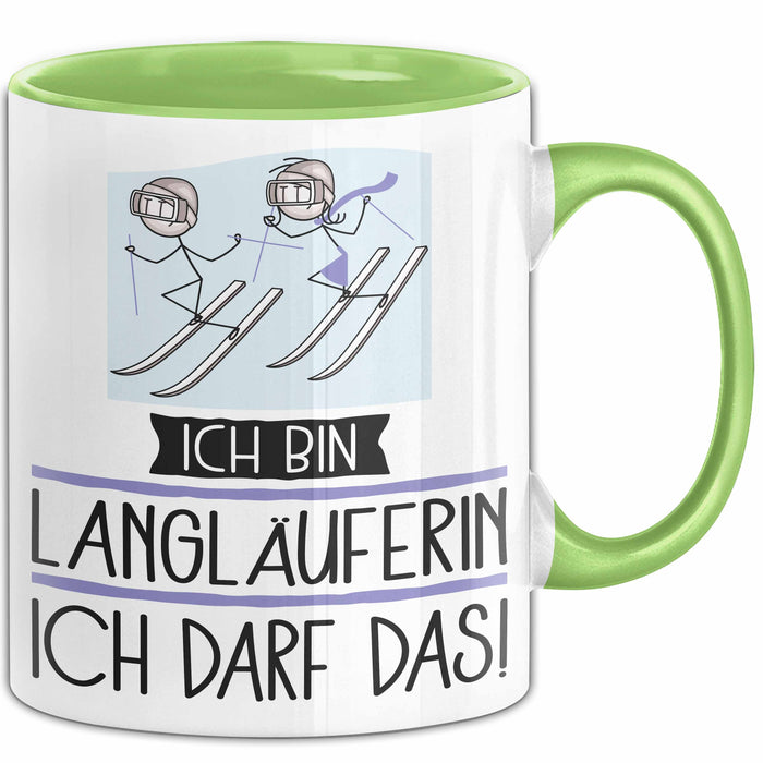 Geschenk für Langläuferin Tasse Lustige Geschenkidee Geburtstag Ich Bin Langläuferin Ich Darf Das Grün Trendation