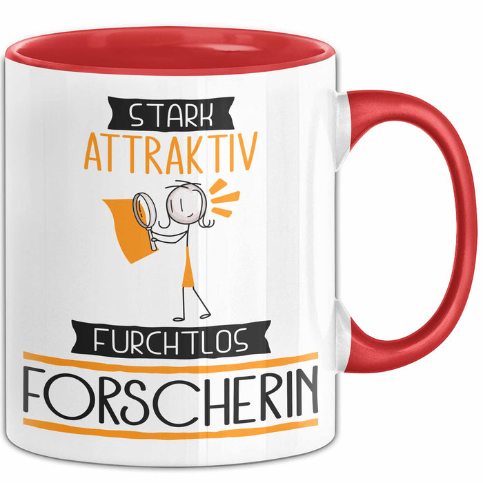 Forscherin Tasse Geschenk Becher Stark Attraktiv Furchtlos Forscherin Lustige Geschenkidee Rot Trendation