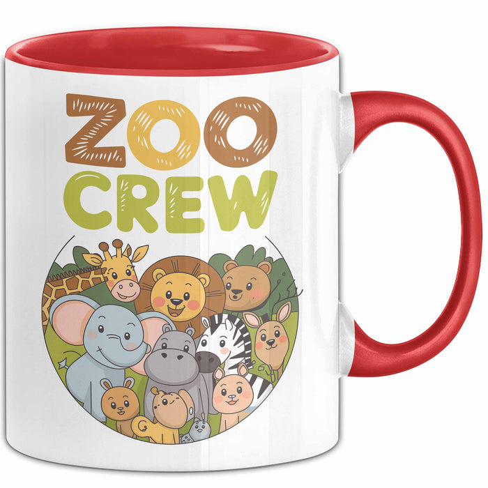 Zoo Tiere Liebhaber Tasse Geschenk Lustige Geschenkidee Spruch Zoo Crew Rot Trendation