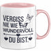 Motivation Tasse Geschenk Vergiss Nie Wie Wundervoll Du Bist Geschenkidee Rosa Trendation