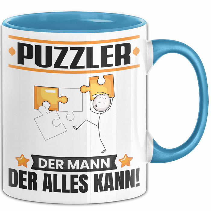 Puzzler Tasse Geschenk für Puzzler Der Mann Der Alles Kann Geschenkidee zum Geburtstag Blau Trendation