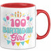 100. Geburtstag Tasse Frauen Mädchen Geschenkidee Lustig 100 Birthday Girl Lustiger Spruch Mutter Mama Oma Rot Trendation