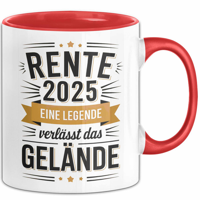 Rentner Pensionär Sarkasmus Tasse Geschenk Lustige Geschenkidee Spruch Rente 2025 Eine Legende Verlässt Das Gelände Rot Trendation