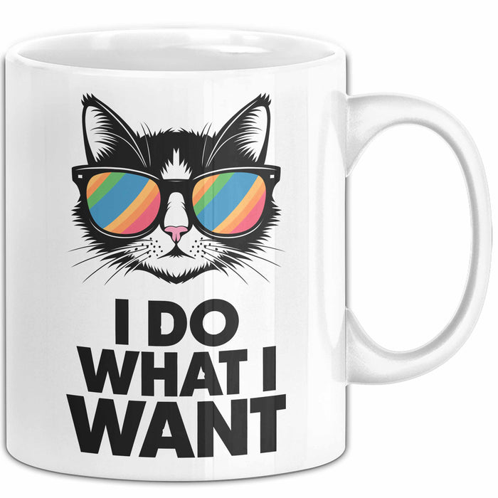 Sarkastische Katze Sarkasmus Tasse Geschenk Lustige Geschenkidee Spruch Ich Mache Was Ich Will Weiß Trendation