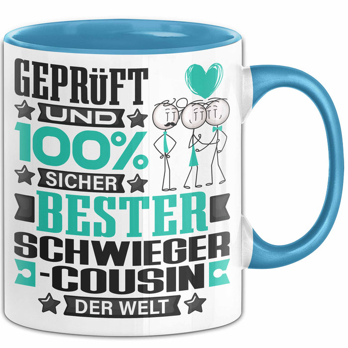 Schwiegercousin Geschenk Lustiger Spruch für Schwiegercousin Geschenkidee Bester Schwiegercousin Der Welt Blau Trendation