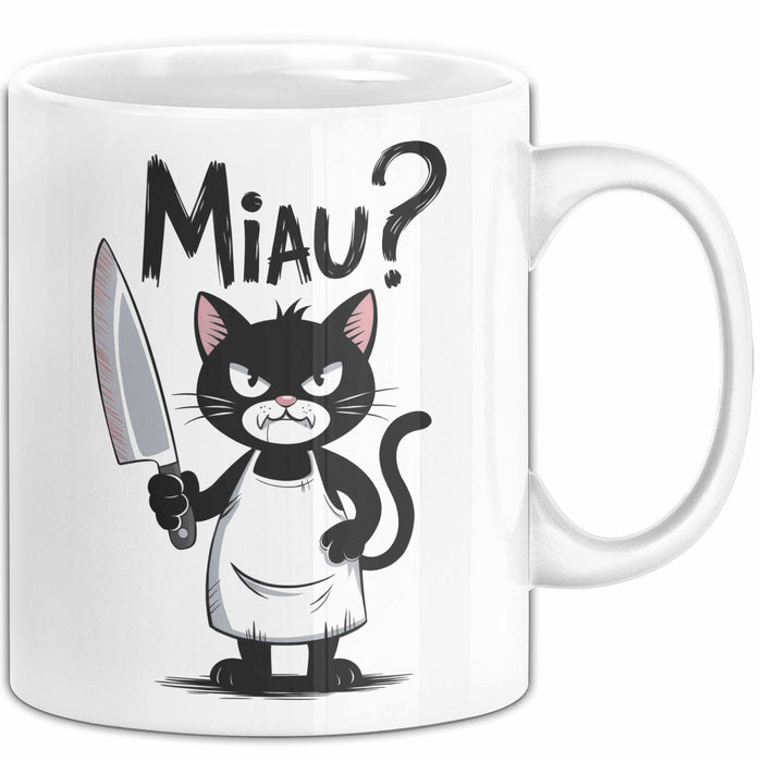 Sarkastische Katze Tasse Geschenk Lustige Geschenkidee Miau Weiß Trendation