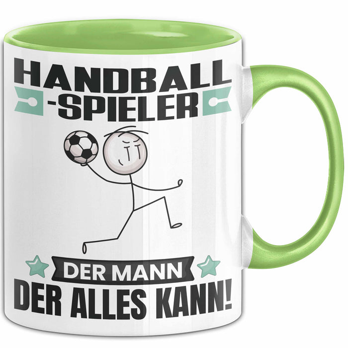 Handballspieler Tasse Geschenk für Handballspieler Der Mann Der Alles Kann Geschenkidee zum Geburtstag Grün Trendation