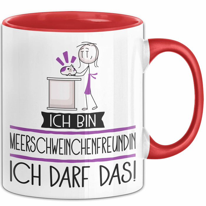 Geschenk für Meerschweinchenfreundin Tasse Lustige Geschenkidee Geburtstag Ich Bin Meerschweinchenfreundin Ich Darf Das Rot Trendation