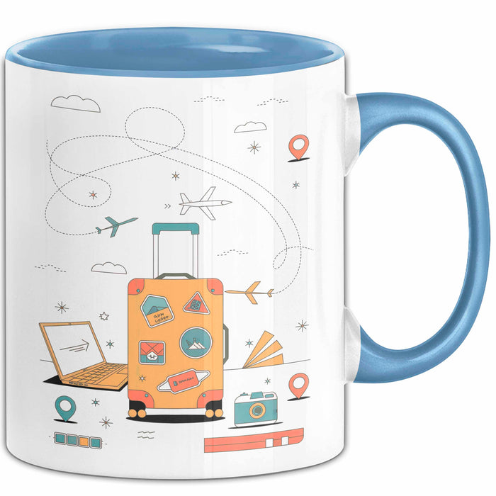 Reiseblogger Tasse Geschenk Lustige Geschenkidee Spruch Für Abenteuer Sucher Blau Trendation