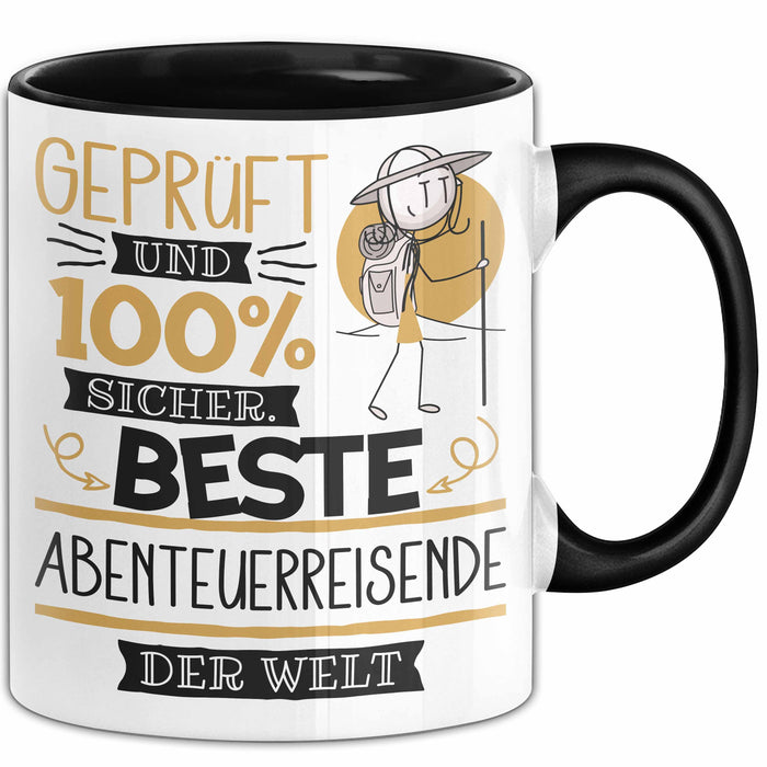 Beste Abenteuerreisende Der Welt Tasse Geschenk für Eine Abenteuerreisende Geprüft Und Sicher Geschenkidee Geburtstag Weihnachten Trendation