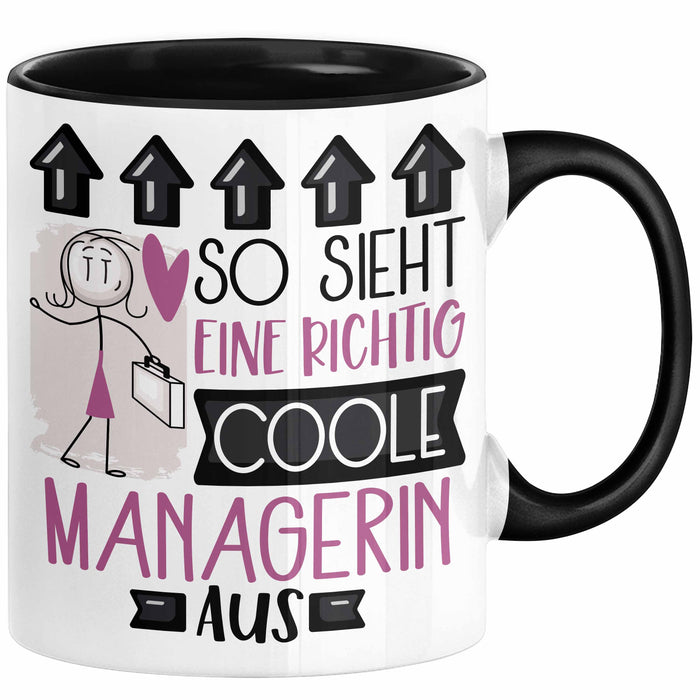 Managerin Geschenk Tasse Lustig Geschenkidee für Managerin Geburtstag So Sieht Eine Richtig Coole Managerin Aus Frauen Spruch Schwarz Trendation