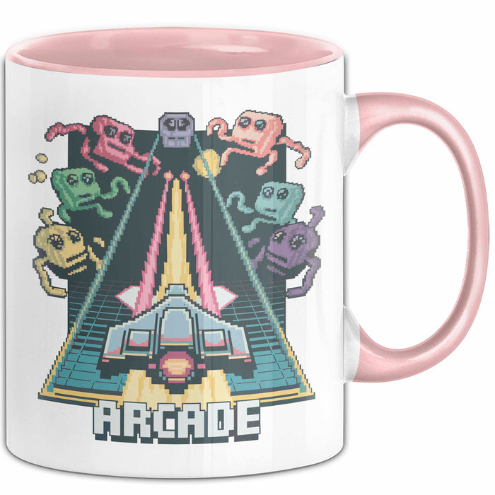 Retro Gamer Tasse Geschenkidee für Gaming und Konsolen Fans Rosa Trendation
