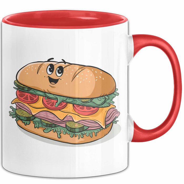 Sandwich Liebhaber Tasse Geschenkidee für Snack Stapel Fan Rot Trendation