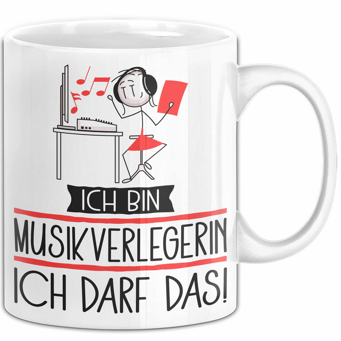 Geschenk für Musikverlegerin Tasse Lustige Geschenkidee Geburtstag Ich Bin Musikverlegerin Ich Darf Das Weiß Trendation