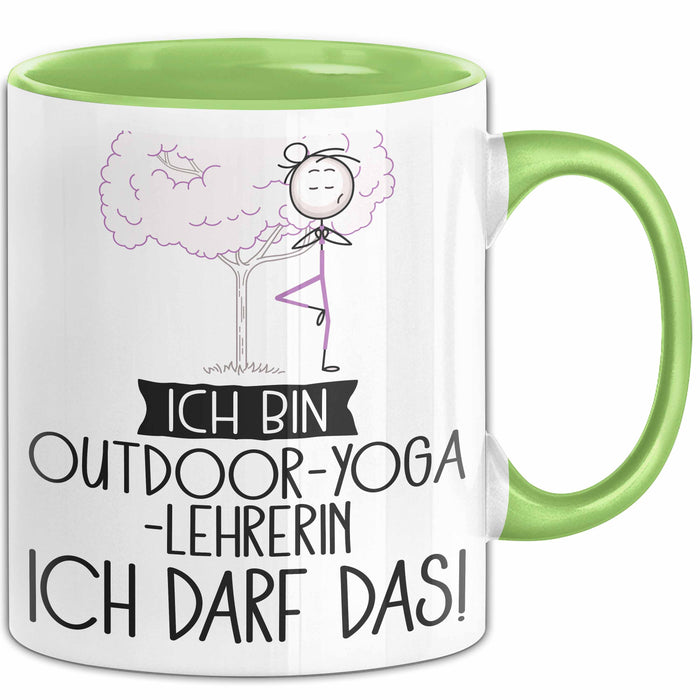 Geschenk für Outdoor-Yoga-Lehrerin Tasse Lustige Geschenkidee Geburtstag Ich Bin Outdoor-Yoga-Lehrerin Ich Darf Das Grün Trendation