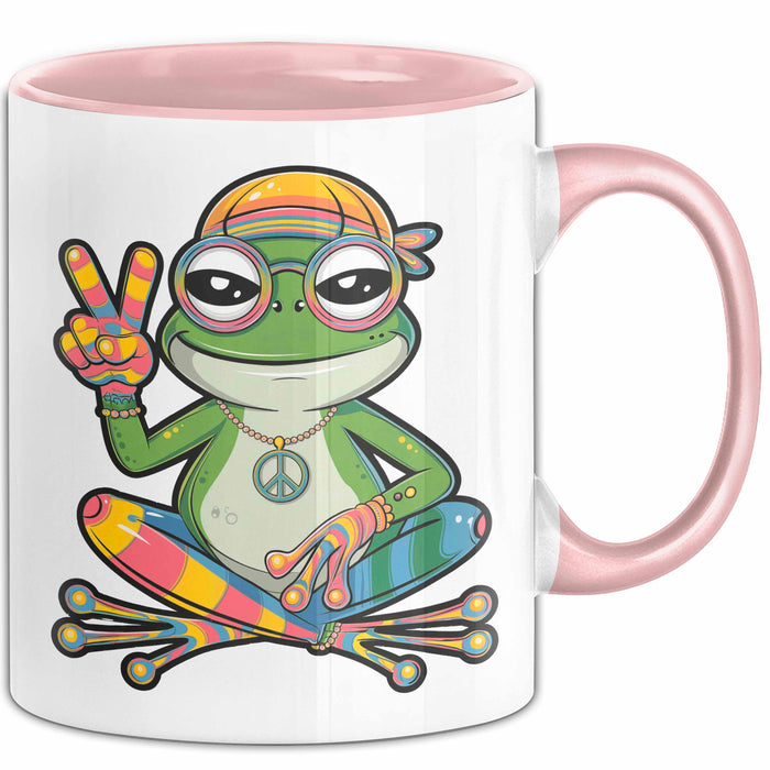 Hippie Frosch Tasse Geschenk Lustige Geschenkidee Spruch Rosa Trendation
