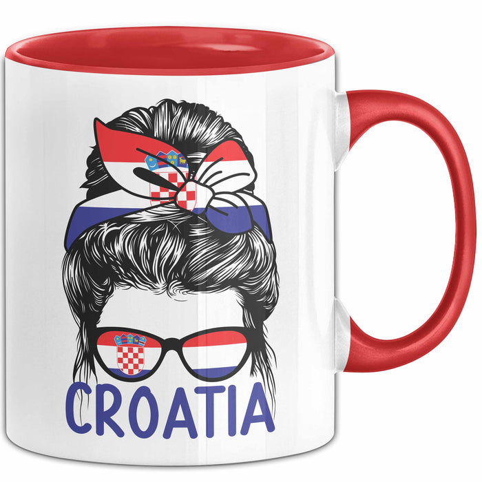Croatia Tasse Geschenk Für Kroatische Frau Heimat Kroatien Kaffee-Becher Geschenkidee Rot Trendation