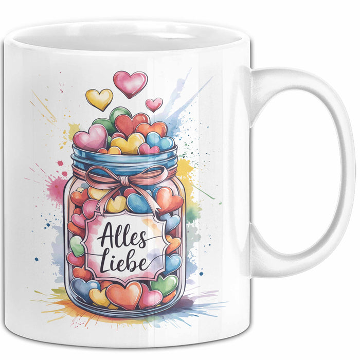 Liebe Romantisch Geburtstagsfeier Tasse Geschenk Lustige Geschenkidee Spruch Alles Liebe Weiß Trendation