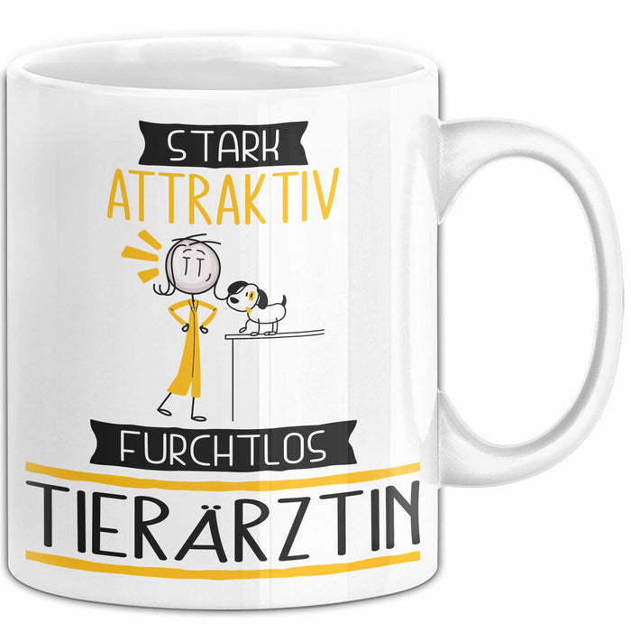 Tierärztin Tasse Geschenk Becher Stark Attraktiv Furchtlos Tierärztin Lustige Geschenkidee Weiß Trendation
